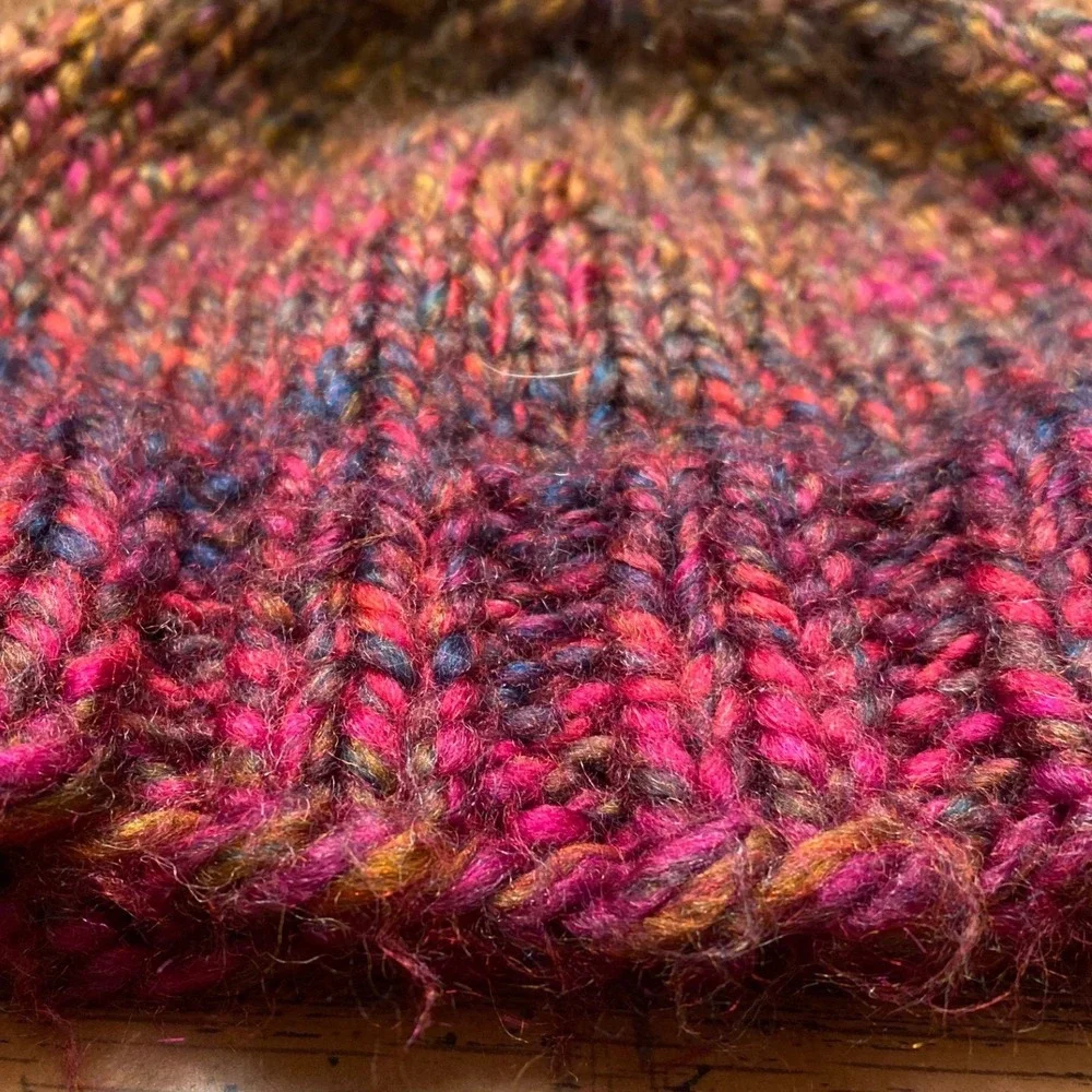 Handmade‎ Knit Double Pom Beanie Kids One Size Multi-Color Excellent Winter Hat